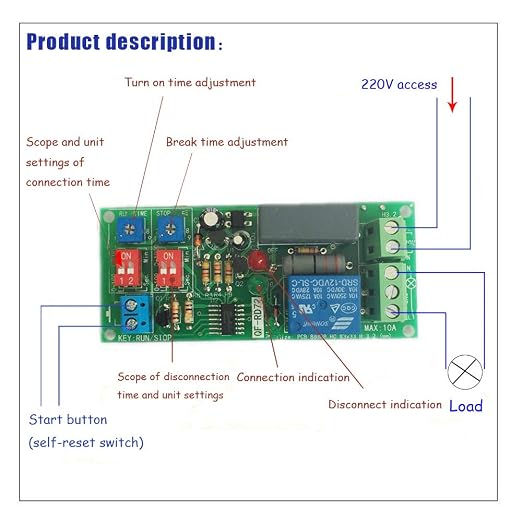 1PCS Infinite Cycle Delay Timing Timer Relay Switch Turn ON/Off Module 0.5s ~ - Image 2