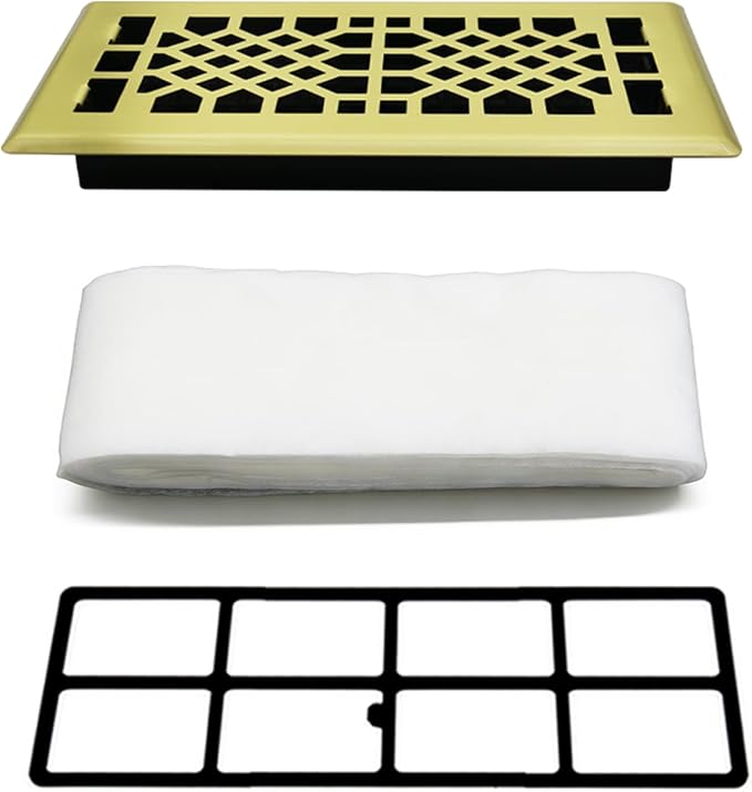 Floor Vent with Cut-to-Fit Filter Kit 4x12 Inch Heavy Duty Steel Walkable by JATOHOME