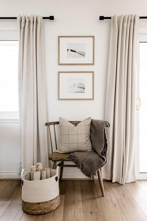100% Blackout Shield Linen Blackout Curtains for Bedroom 84 Inches Long, Back Tab/Rod Pocket Living Room Drapes, Thermal Insulated Blackout Curtains 2 Panels Set, 50" W x 84" L, Cream