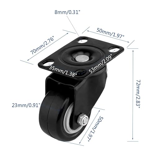 4 PCS 2 inch Heavy Duty Caster Wheels Polyurethane PU Rubber Swivel Casters - Image 2