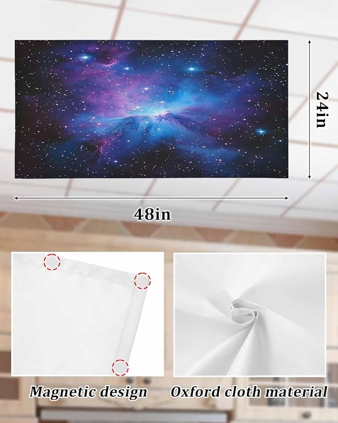 Yukro 1 Pack Starry Sky Fluorescent Light Covers Dark Blue and Purple Space - Image 6