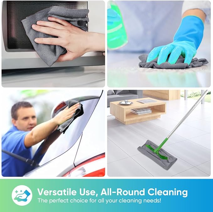HOMEXCEL Grey Microfiber Cleaning Cloths, 10 Pack Microfiber Towels - Image 5