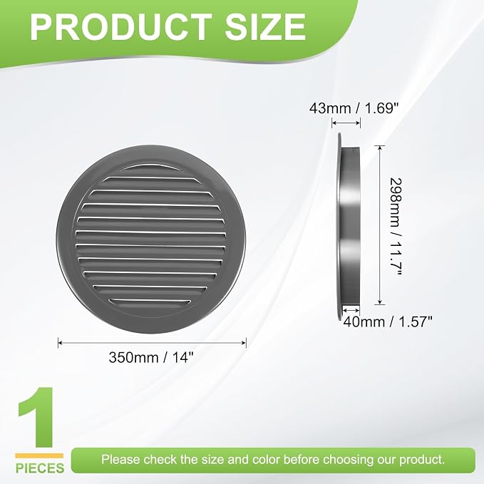 PATIKIL 12" Round Air Vent, Louver Grille Cover Aluminum Alloy Soffit Vent HVAC - Image 2