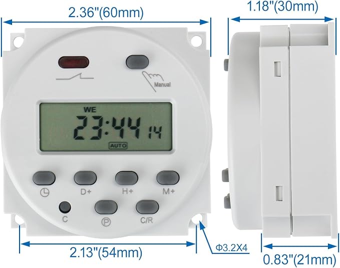 Baomain Time Switch Relay, Digital LCD Programmable Timer, 24V DC/AC Input - Image 4