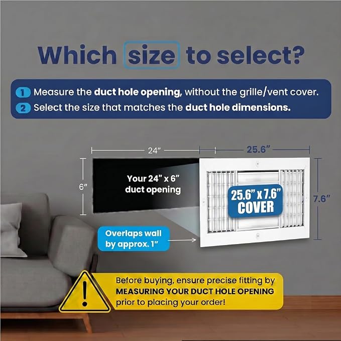 24x6 Aluminum 3-Way Air Flow Vent Cover Wall Ceiling Register Multi-Shutter - Image 2