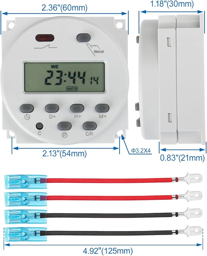 Baomain Time Switch Relay with 4 x Terminal Cable, Digital LCD Programmable - Image 4