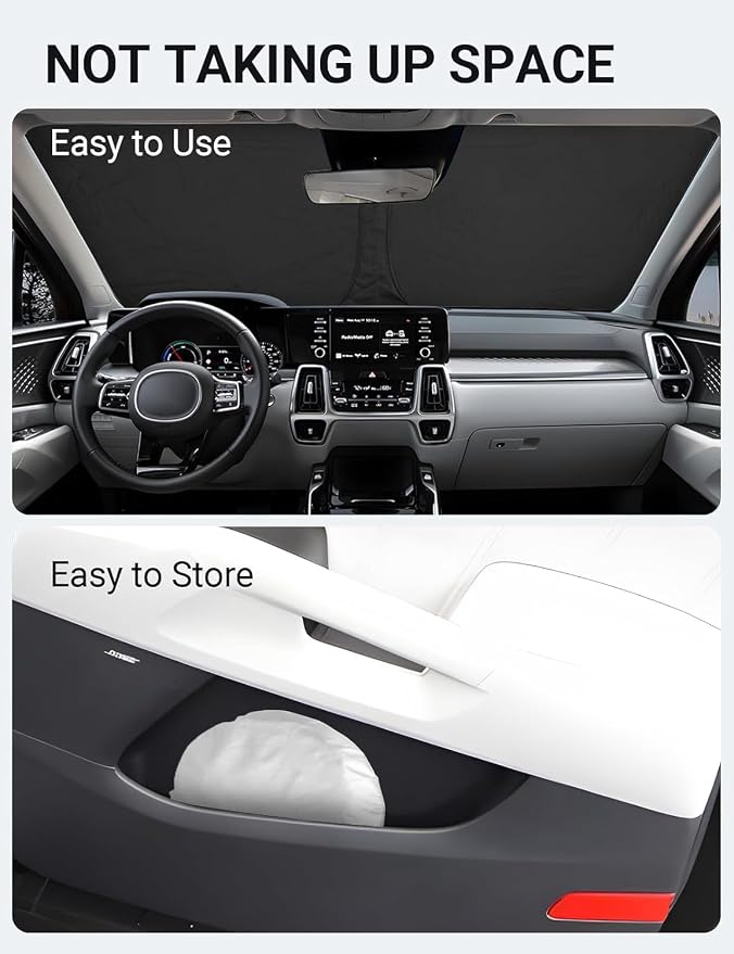 Proadsy Windshield Sun Shade for Kia Sorento 2021-2025 2026 4-Layer Foldable - Image 9