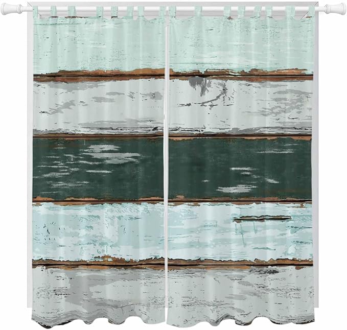 Blue Teal Living Room Curtains 96 Inch Length, Window Curtains Tab Top by Unknown