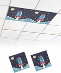 Yukro 2 Pack Cute Cartoon Fluorescent Light Covers Rocket Moon Stars Night Sky by Unknown