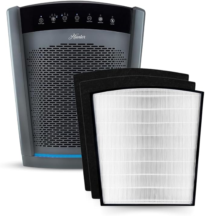 Hunter HP850 Air Purifiers for Home Large Room and Bedroom. True HEPA Air by HunterFanCompany