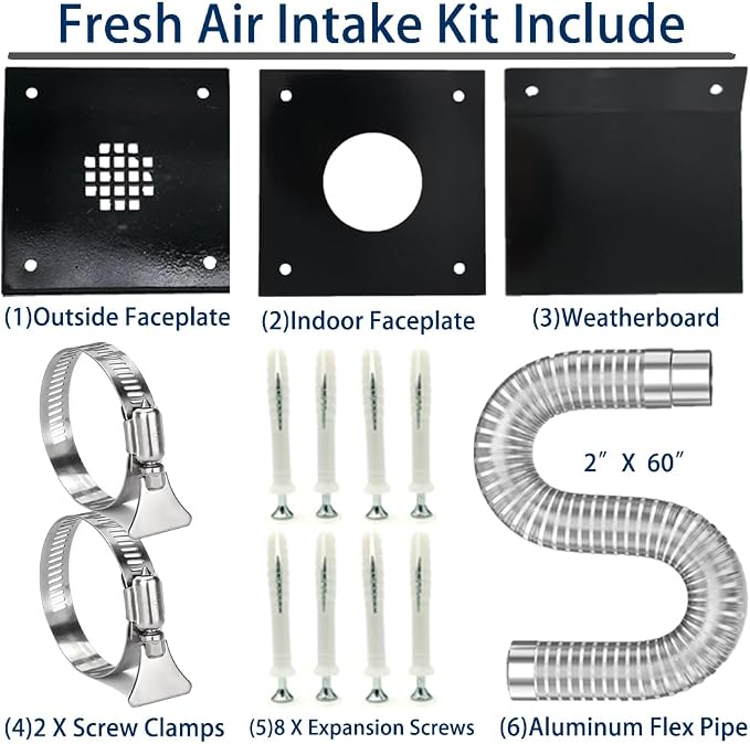 2 in Pellet Stove Vent Pipe Kit, Outside Fresh Air Intake Pipe Vent Kit - Image 5