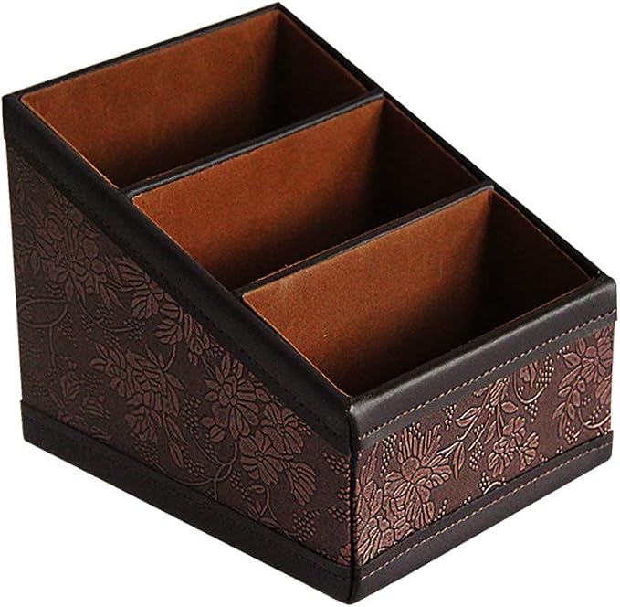 PU Leather Remote Control Holder Storage Container by Daixers