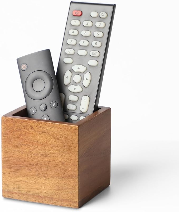 LBEMEY Remote Control Holder Caddy, Farmhouse Acacia Wood TV Remote Holder - Image 9