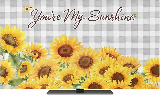 Rustic Sunflower Buffalo Plaid Indoor TV Cover, Elastic TV Screen Protector by Unknown
