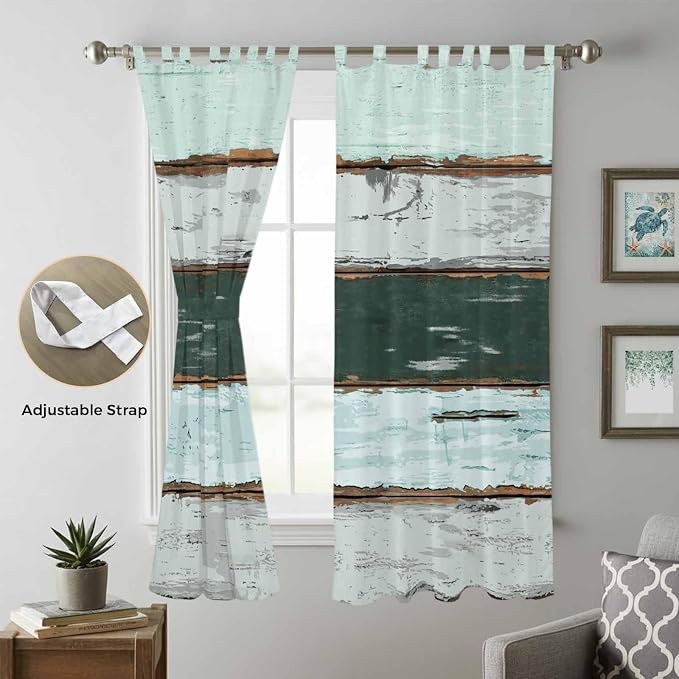 Blue Teal Living Room Curtains 96 Inch Length, Window Curtains Tab Top - Image 5