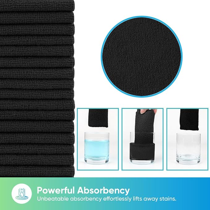 HOMEXCEL Black Microfiber Cleaning Cloths, 20 Pack Cleaning Rags - Image 3