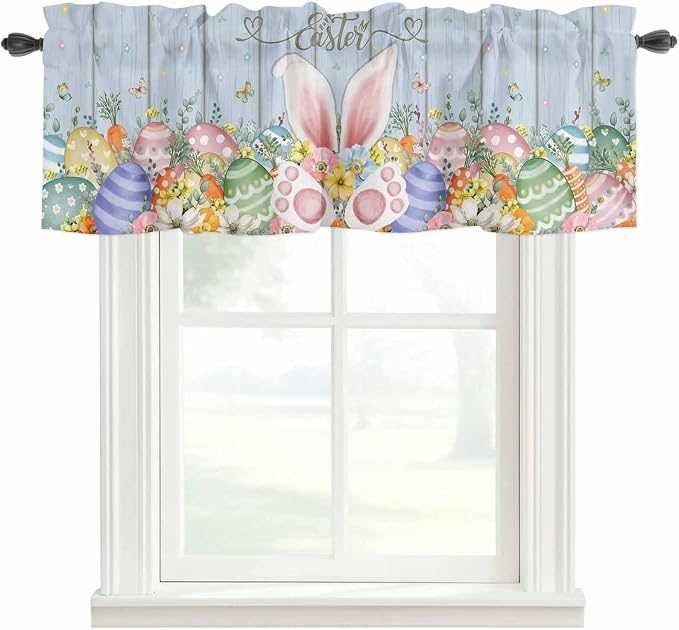 Easter Curtain Valances for Windows, Kitchen Valance Window Treatment, Spring by Unknown