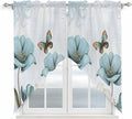 Blue Tulips Swag Valances for Windows, Watercolor Flowers Butterfly Spring by Unknown
