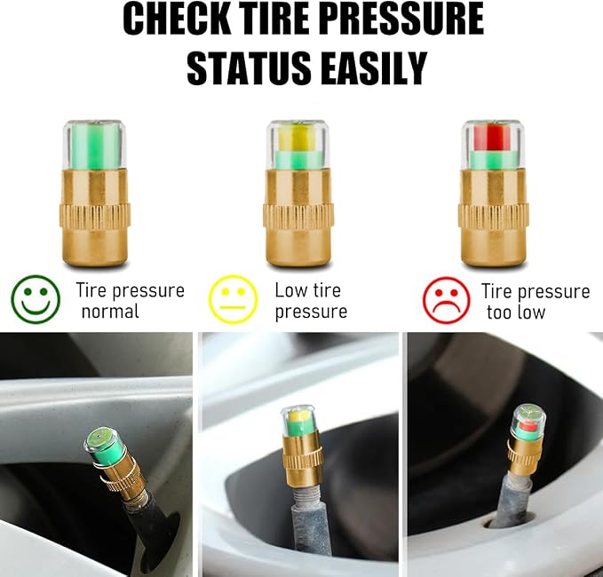 Yourkar 4 PCS Tire Pressure Monitor Valve Stem Caps, 2.4Bar 36PSI Car Tire - Image 5