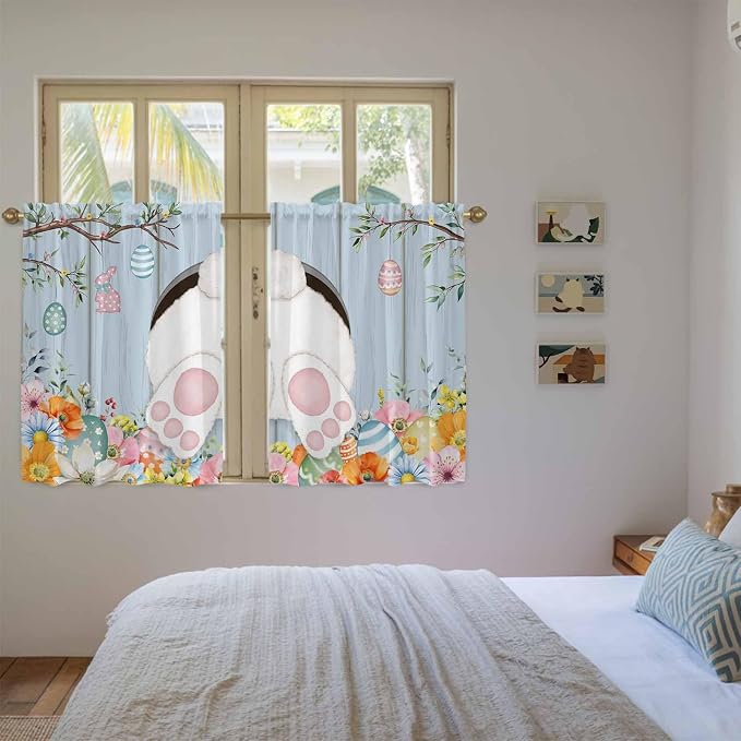 Easter Kitchen Curtains 54 Inch Long 2 Panel Set, Rod Pocket Window Curtains - Image 4