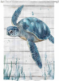 Sheer Curtains 63 Inch Length, Teal Green Ocean Turtle Semi Sheer Curtains by Unknown