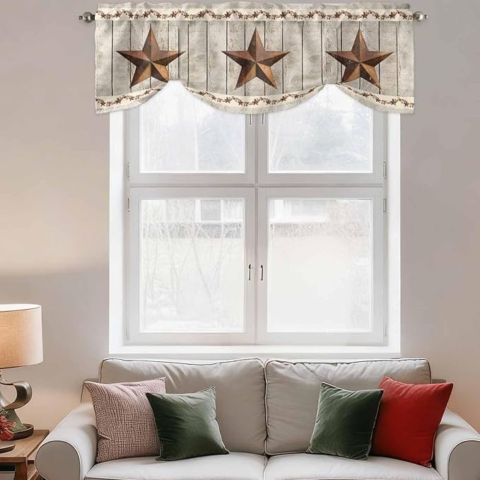 Western Texas Star Retro Tie Up Valance Curtains - Image 3