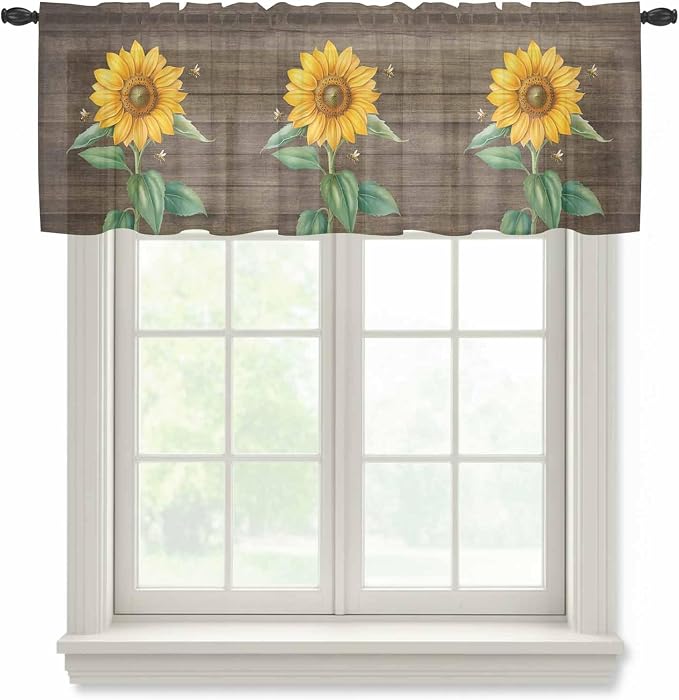 Summer Sunflower Sheer Valance Curtains by Houseown