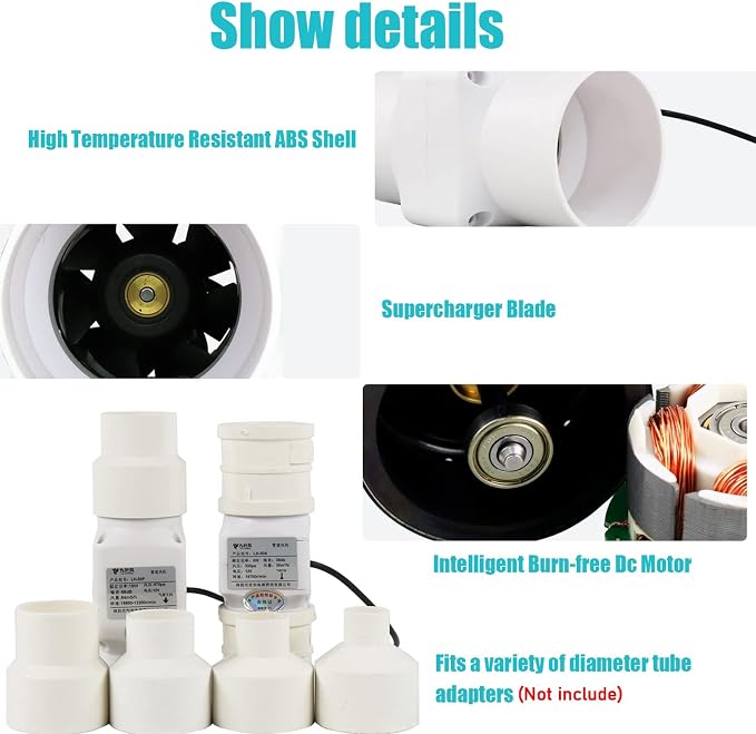 3Inch Inline Duct Fan 10W Air Extractor Booster 12V Air Diffuser Circulation - Image 3