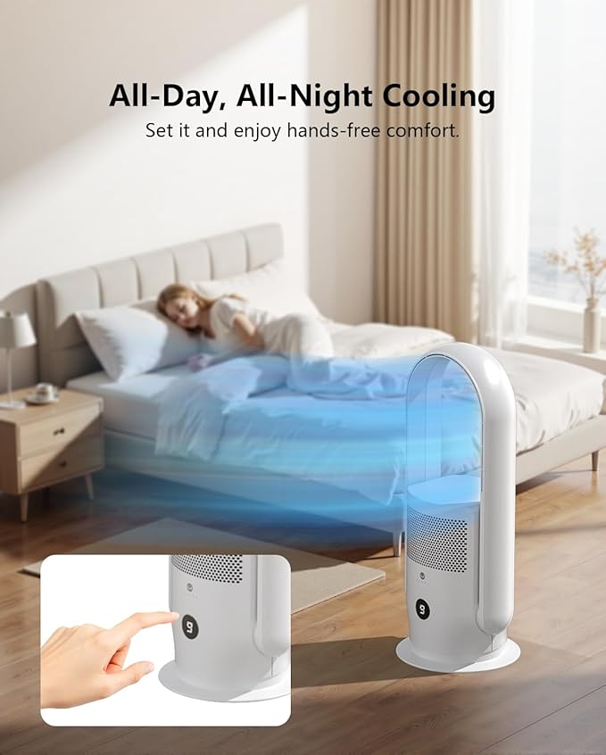 ULTTY Bladeless Tower Fan and Air Purifier Combo, Quiet Oscillating Fan - Image 7