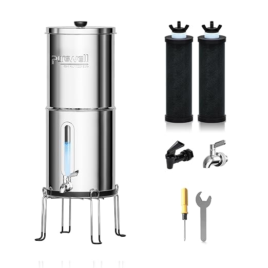 Purewell 1.5G Gravity Water Filter System, 3-Stage 0.01μm Ultra-Filtration by Purewell