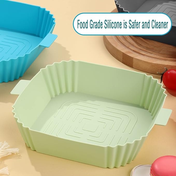 Air Fryer Silicone Liners, LYHOLKEER 4Pcs 7.6inch Reusable Square Silicone Air - Image 6