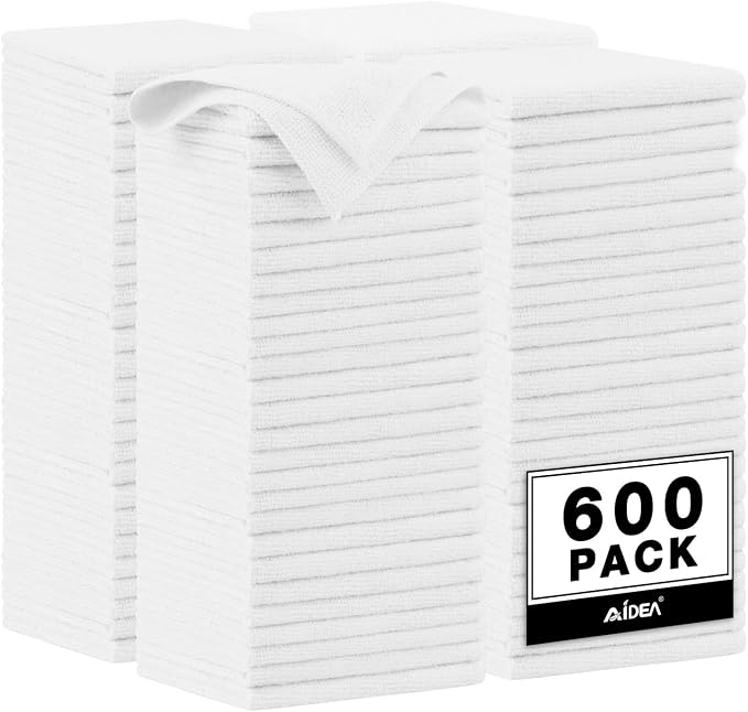 AIDEA Microfiber Cleaning Cloth White, Microfiber Towels by AIDEAHOME