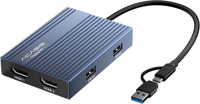 ACASIS USB C to Dual HDMI DisplayLink Adapter, 2 HDMI & 3 USB-A Ports, 100W PD by ACASIS