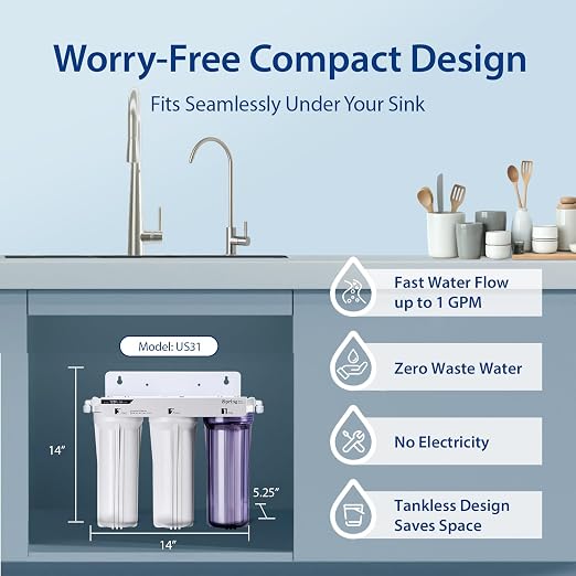 iSpring US31 Under Sink Water System, NSF Certified 3-Stage Water Filters - Image 3