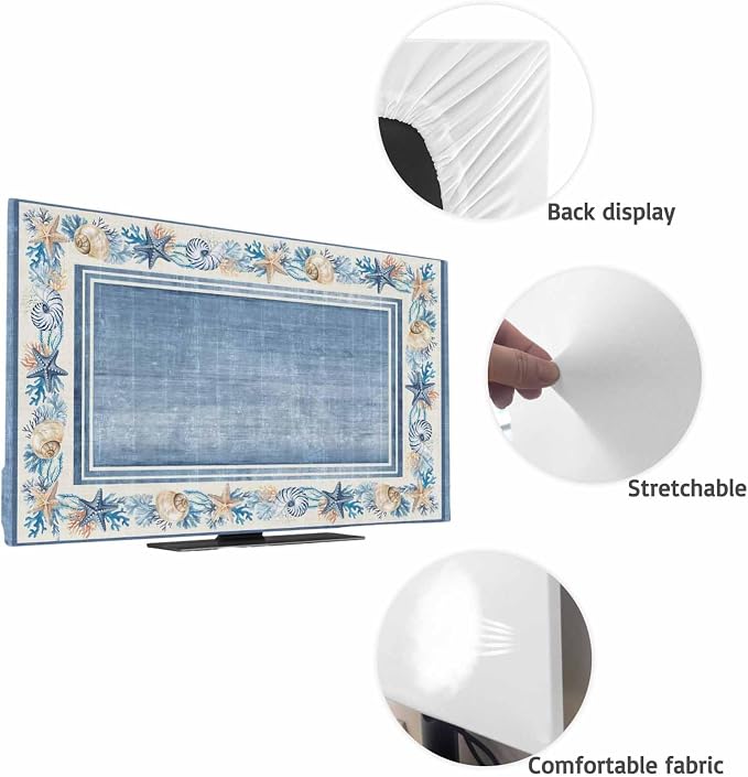 Summer Beach Starfish Conch Coral Indoor TV Cover, Elastic TV Screen Protector - Image 7