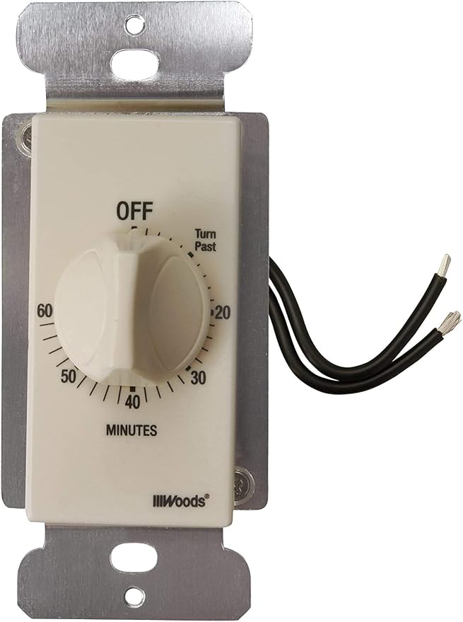 Woods 59718 In-Wall 60 Minute Spring Wound Timer; Light Almond by Woods