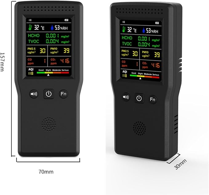Air Quality Monitor, 9 In 1 Air Quality Detector Handheld CO2 Meter Temperature - Image 6