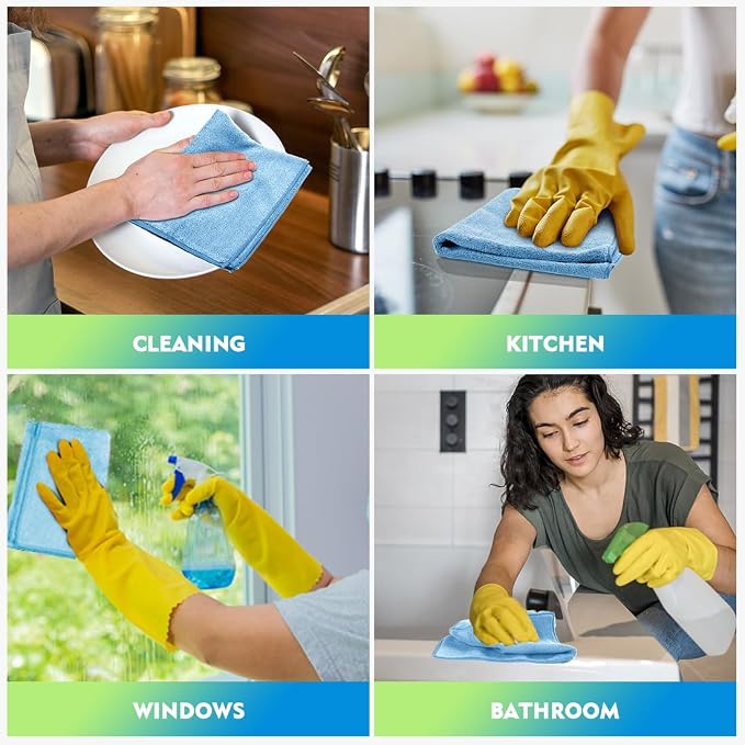 HOMEXCEL Blue Microfiber Cleaning Cloth 20 Pack 11.5 x 11.5 inch Microfiber - Image 6