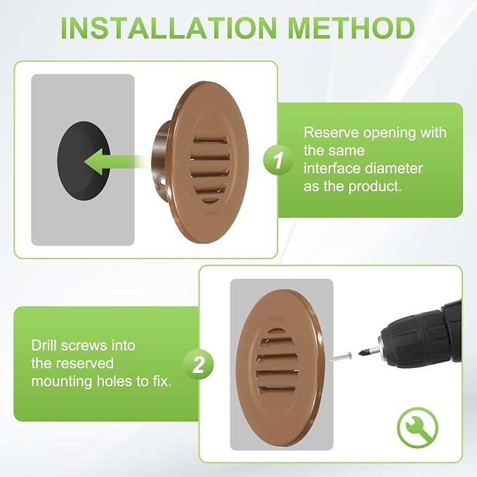 PATIKIL 4.6" Round Air Vent, Louver Grille Cover Aluminum Alloy Soffit Vent - Image 4