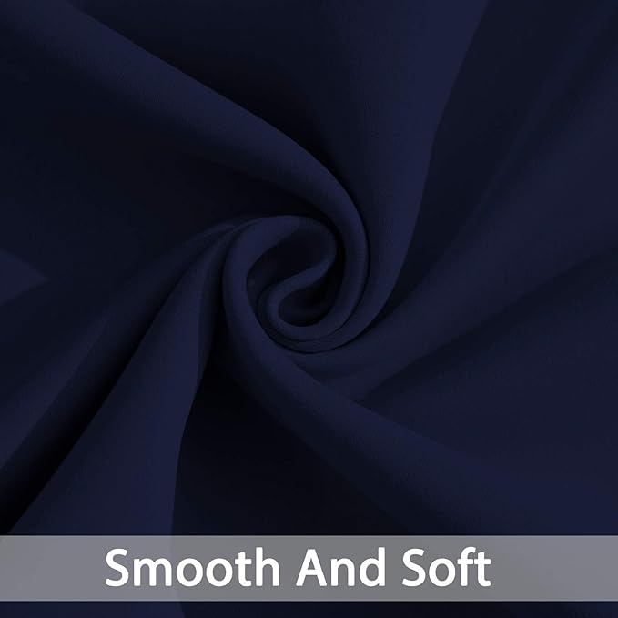 Yakamok Blackout Curtains with Grommet Thermal Insulated Room Darkening Window Drapes for Dedroom, Navy Blue Color, Set of 2, W52 x L72