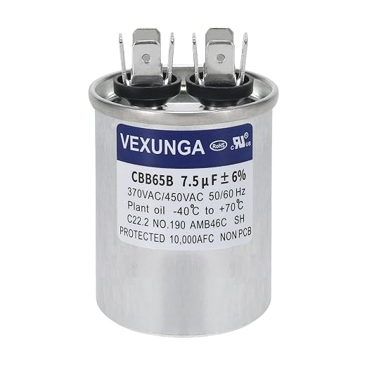 VEXUNGA 7.5uF 7.5 MFD 370VAC 440VAC 450VAC 50/60Hz CBB65B Round Run Start by VEXUNGA