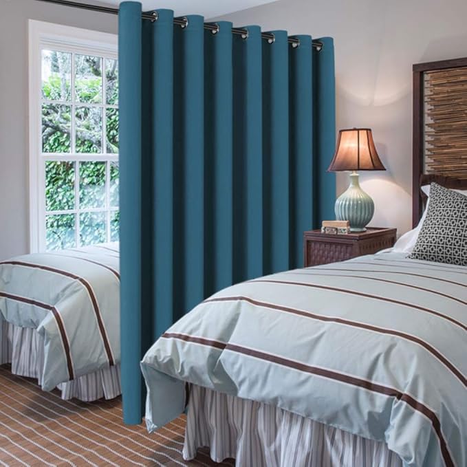 H.VERSAILTEX Blackout Patio Curtains 100 x 96 Inches for Sliding Door Extral Wide Blackout Curtain Panels Thermal Insulated Room Divider - Grommet Top, 8' Tall by 8.5' Wide - Dark Teal