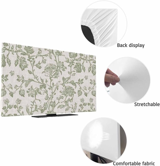 Retro Farm Flower Leaves Texture Indoor TV Cover, Elastic TV Screen Protector - Image 7