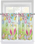 Easter Kitchen Curtains 54 Inches length, Spring Bunny Colorful Rabbit Eggs by Unknown
