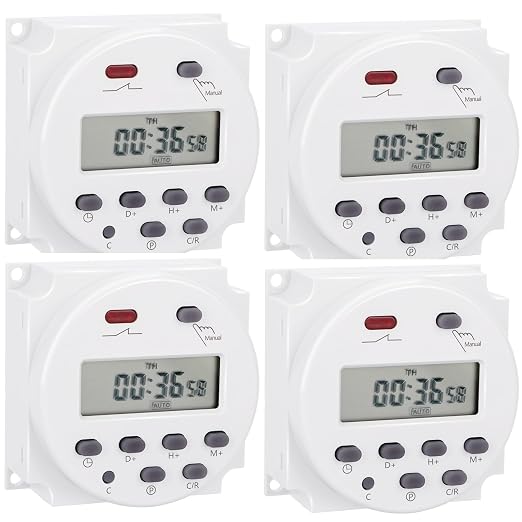 4Pcs Timer Switch, DC/AC 12V 16Amp, Digital LCD Power Programmable Timer Time by Weasch