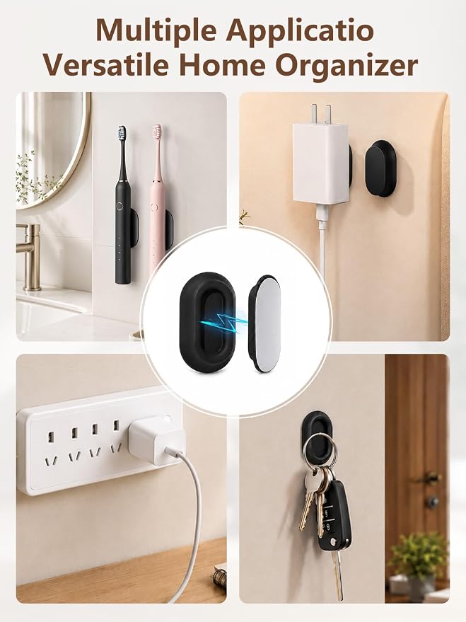 Magnetic Remote Control Holder Wall Mount, 5 Pack-Black | Drill-Free - Image 5