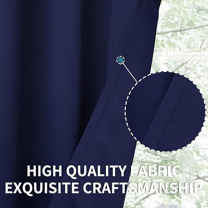 BGment Blackout Curtains for Bedroom - Grommet Thermal Insulated Room Darkening Curtains for Living Room, Set of 2 Panels, Each 55 x 69 Inch, Navy Blue