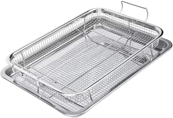 Air Fryer Basket for Oven, 2 Piece Nonstick Crisper Tray & Basket, Stainless by Unknown