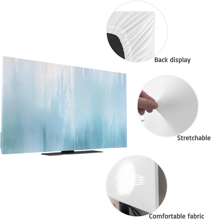Minimalist Blue Background Indoor TV Cover, Elastic TV Screen Protector Solid - Image 7