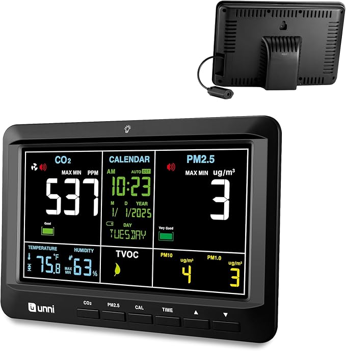 Air Quality Monitor Indoor 7.5" Display + Alerts, CO2 Monitor PM2.5 PM1.0 PM10 - Image 7